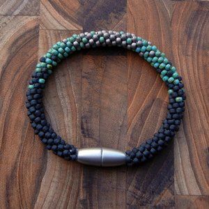 Riverstone Seed Bead Bracelet | Handmade Custom Size  | Jaded Vine Design
